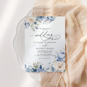 Elegante Hochzeit mit moderner Geometrie, Dusty Bl Einladung
