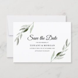 Elegante Hochzeit mit moderner Wasserfarbe Grünes  Save The Date