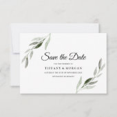 Elegante Hochzeit mit moderner Wasserfarbe Grünes  Save The Date (Vorderseite)