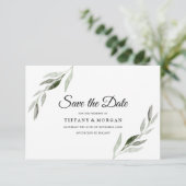 Elegante Hochzeit mit moderner Wasserfarbe Grünes  Save The Date (Stehend Vorderseite)