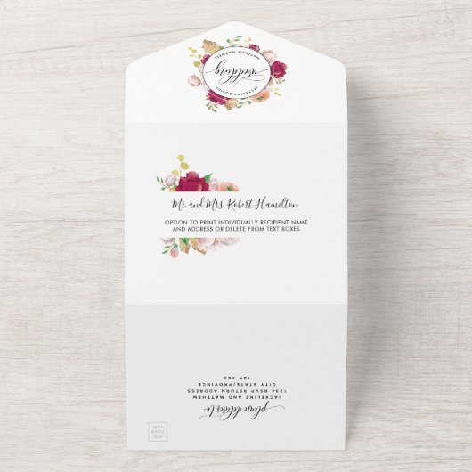 Elegante Hochzeit mit Perforierter UAWG All In One Einladung (Außenbereich)