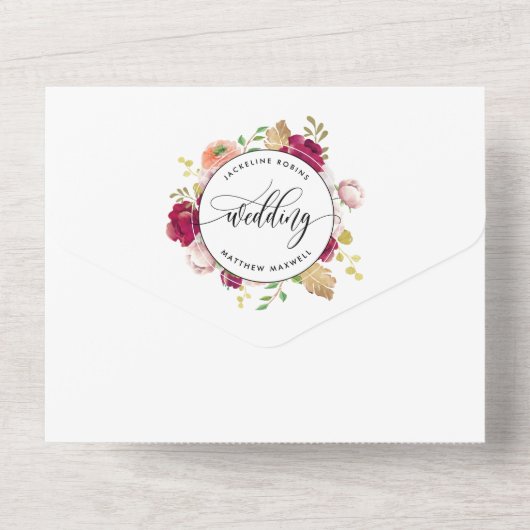 Elegante Hochzeit mit Perforierter UAWG All In One Einladung (Rückseite)