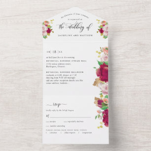 Elegante Hochzeit mit Perforierter UAWG All In One Einladung