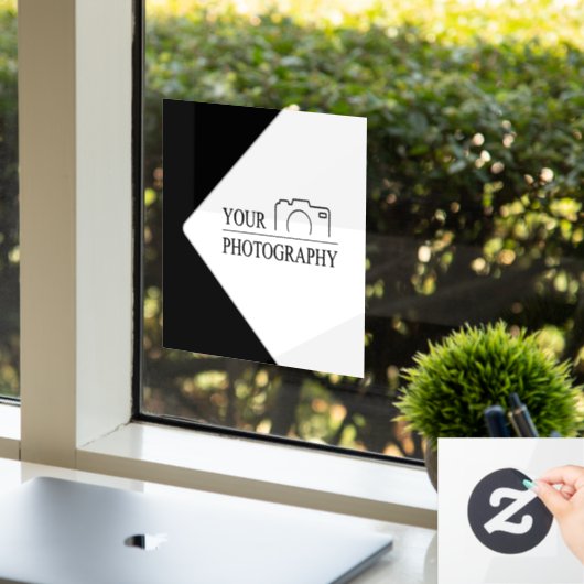 Elegante Hochzeit mit Personalisierter Fotografie Fensteraufkleber (Büro)