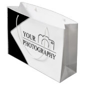 Elegante Hochzeit mit Personalisierter Fotografie Große Geschenktüte (Rückseite Schrägansicht)