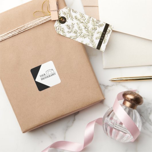 Elegante Hochzeit mit Personalisierter Fotografie Quadratischer Aufkleber (Schenken)