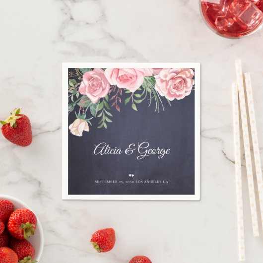 Elegante Hochzeit mit Rosa Aquarell Serviette (Beispiel)