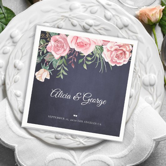 Elegante Hochzeit mit Rosa Aquarell Serviette