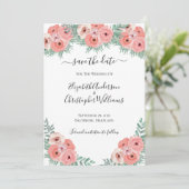Elegante Hochzeit mit rosa grüner Wasserfarbe Save The Date (Stehend Vorderseite)