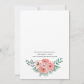 Elegante Hochzeit mit rosa grüner Wasserfarbe Save The Date (Rückseite)