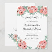 Elegante Hochzeit mit rosa grüner Wasserfarbe Save The Date (Vorne/Hinten)