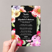 Elegante Hochzeit mit rosa, rosa, blühende Wasserf Acryleinladungen (Insitu (Handheld))