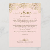 Elegante Hochzeit mit Rosa und Gold - Willkommen u Programm (Vorderseite)