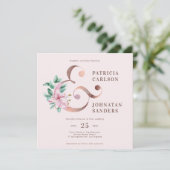 Elegante Hochzeit mit rosafarbenem Rosengold Einladung (Stehend Vorderseite)