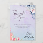 Elegante Hochzeit mit rosafarbenem Wasser Dankeskarte (Vorne/Hinten)