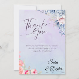 Elegante Hochzeit mit rosafarbenem Wasser Dankeskarte