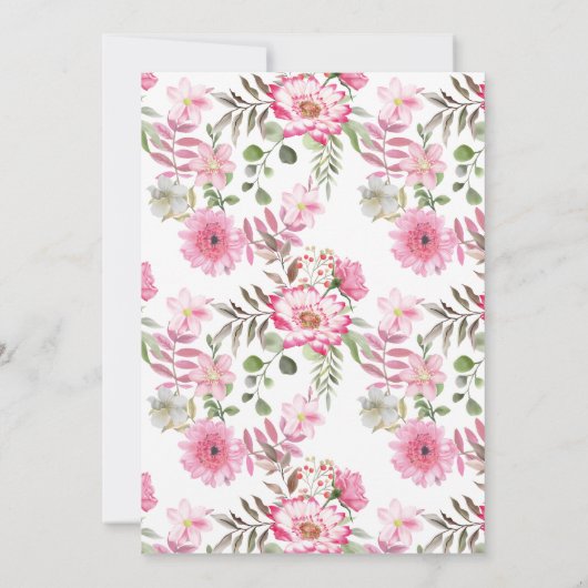 Elegante Hochzeit mit rosafarbenem Wasser Einladung (Rückseite)