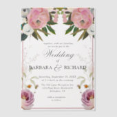 Elegante Hochzeit mit rosafarbenem Wasser Pergament Einladungen (Vorderseite)