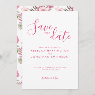 Elegante Hochzeit mit rosafarbenem Wasser Save The Date