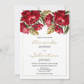 Elegante Hochzeit mit roten Goldponys im Herbst Einladung (Vorderseite)