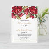 Elegante Hochzeit mit roten Goldponys im Herbst Einladung (Stehend Vorderseite)