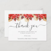 Elegante Hochzeit mit Roter Blüte Dankeskarte (Vorne/Hinten)