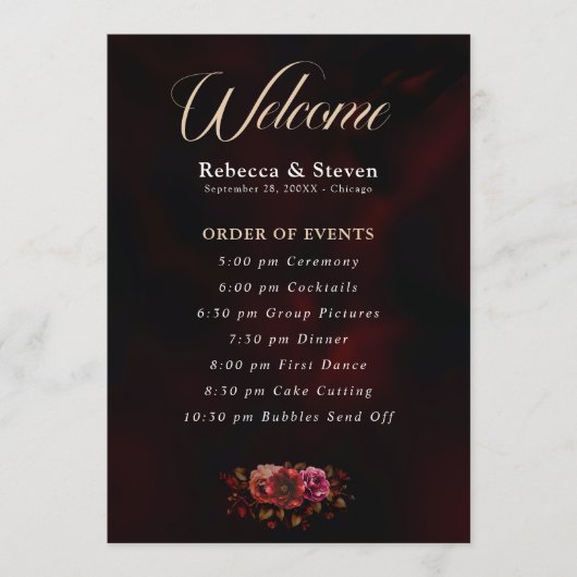 Elegante Hochzeit mit roter Blüte Programm (Vorderseite)