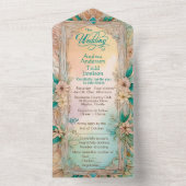 Elegante Hochzeit mit sanften Blumen All In One Einladung (Innen Boden)