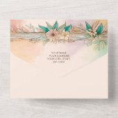 Elegante Hochzeit mit sanften Blumen All In One Einladung (Rückseite)