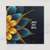 Elegante Hochzeit mit Sapphire und Gold Floral Begleitkarte (Rückseite)