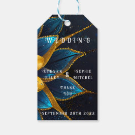 Elegante Hochzeit mit Sapphire und Gold Floral Geschenkanhänger