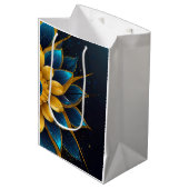Elegante Hochzeit mit Sapphire und Gold Floral Mittlere Geschenktüte (Vorderseite Schrägansicht)