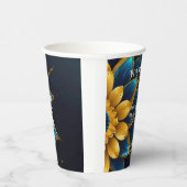 Elegante Hochzeit mit Sapphire und Gold Floral Pappbecher (Rechts)