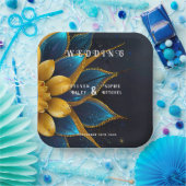 Elegante Hochzeit mit Sapphire und Gold Floral Pappteller (Party)