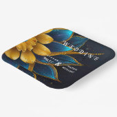 Elegante Hochzeit mit Sapphire und Gold Floral Pappteller (Gewinkelt)