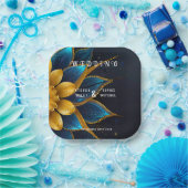 Elegante Hochzeit mit Sapphire und Gold Floral Pappteller (Party)