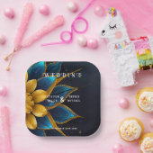 Elegante Hochzeit mit Sapphire und Gold Floral Pappteller (Party)