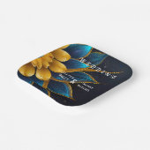 Elegante Hochzeit mit Sapphire und Gold Floral Pappteller (Gewinkelt)