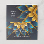 Elegante Hochzeit mit Sapphire und Gold Floral Platzkarte (Außenseite Aufgefaltet)