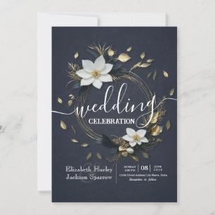 Elegante Hochzeit mit Schwarz-weißem und goldenem Einladung