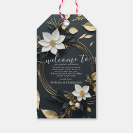 Elegante Hochzeit mit Schwarz-weißem und goldenem  Geschenkanhänger