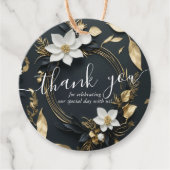 Elegante Hochzeit mit Schwarz-weißem und goldenem Geschenkanhänger (Vorderseite)