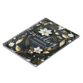 Elegante Hochzeit mit Schwarz-weißem und goldenem  Notizblock (Linke Seite)