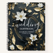 Elegante Hochzeit mit Schwarz-weißem und goldenem Notizblock (Vorderseite)