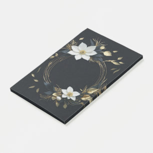 Elegante Hochzeit mit Schwarz-weißem und goldenem Post-it Klebezettel
