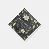 Elegante Hochzeit mit Schwarz-weißem und goldenem Serviette (Ecke)