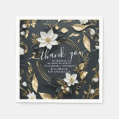 Elegante Hochzeit mit Schwarz-weißem und goldenem Serviette (Vorderseite)