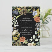 elegante Hochzeit mit tropischen Blumen Einladung (Stehend Vorderseite)