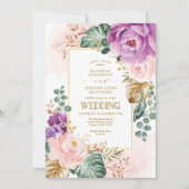 Elegante Hochzeit mit tropischer Bohemischer Veget Einladung (Vorderseite)