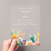 Elegante Hochzeit mit tropischer Wasserfarbe Acryleinladungen (Insitu (Handheld))